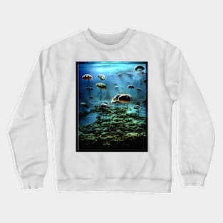 A Jellyfish Swarm in the Kelp Forest (framed) Crewneck Sweatshirt